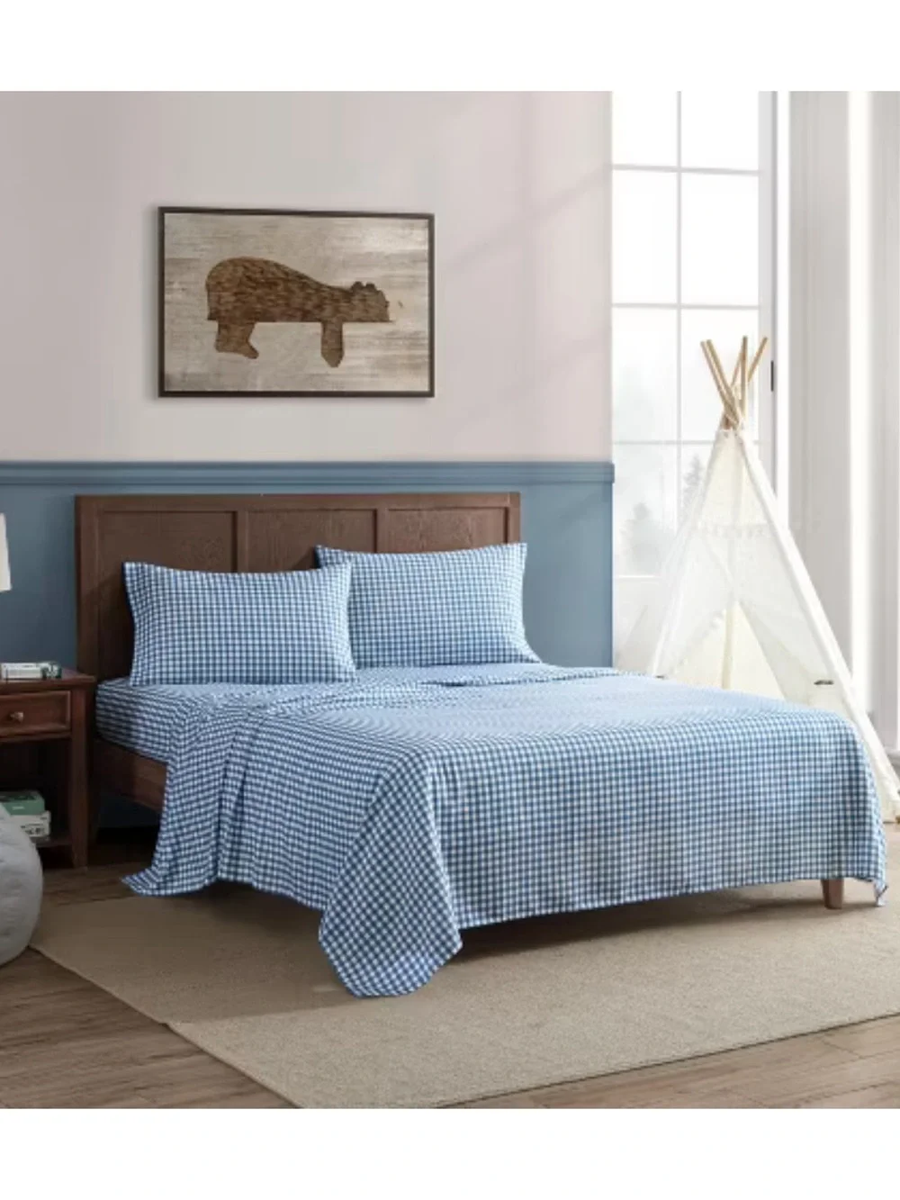 NEW Eddie Bauer Kids Queen Sheet Set, Ultra-Soft Microfiber. Preston Check
